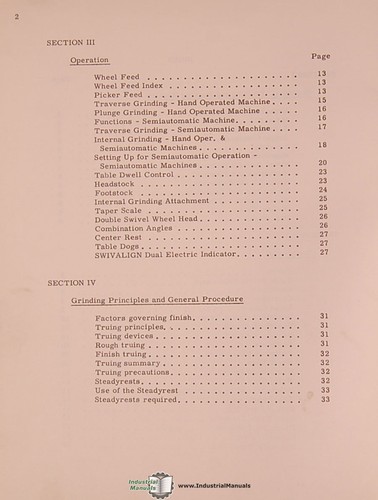 Norton 14" & 18" Type U-4, Universal Grinders Instruction and Parts Manual 1959 - Picture 5 of 6