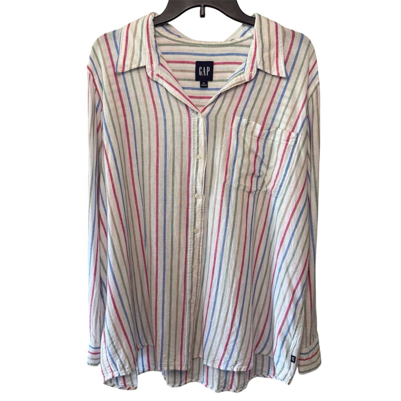 Gap Women’s XL Multicolor Striped Long Sleeve Button Down Shirt