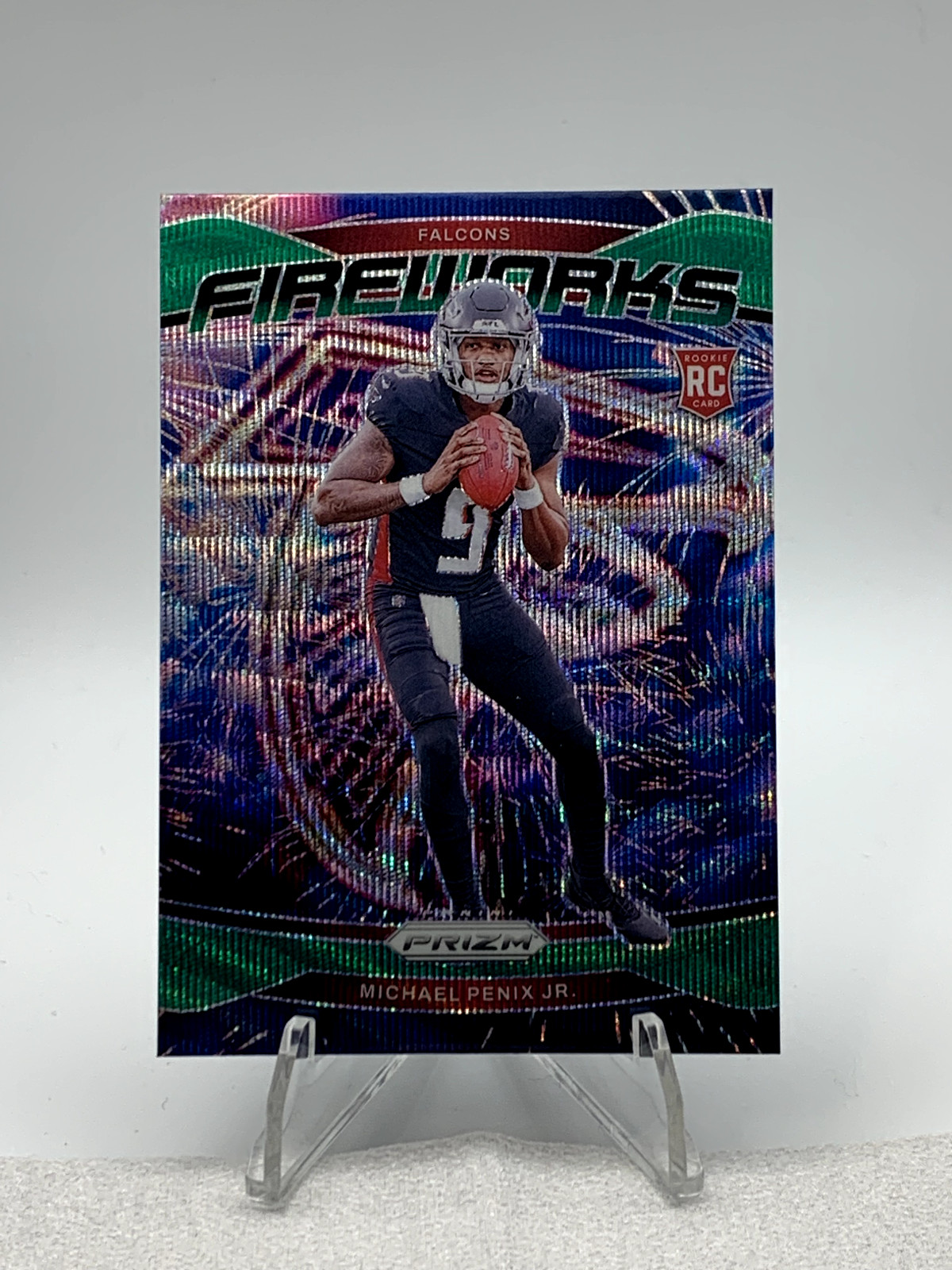 2024 Panini Prizm Michael Penix Jr. Fireworks Green Wave Prizm (RC)