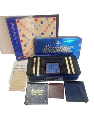 Scrabble 2000 Collector's Edition Complete In Blue Tin 100% COMPLETE EUC Vintage