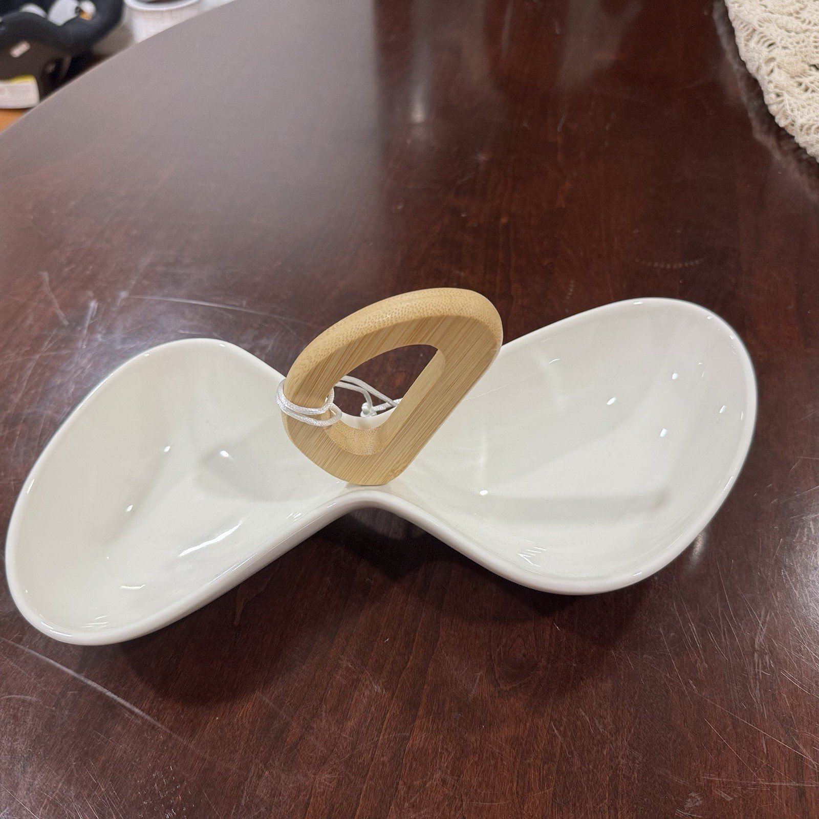 Brandani Italy White Porcelain Appetizer Dish with Handle for Halloween Candy