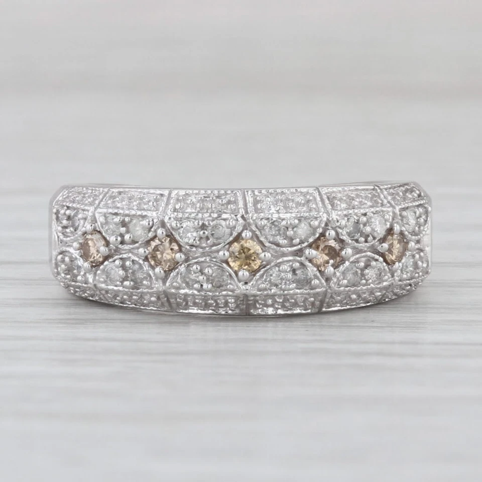 0.52ctw Pave Diamond Ring 10k White Gold Size 8 Wedding Band Size 8 - Image 2 of 4