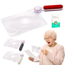 5X Magnifying Sheet Full Page Magnifier for Reading, Portable Fresnel Red