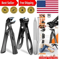 Toenail Clippers for Thick Nails for Seniors, Angled Head Long Handled Toe Na...