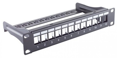 10 Zoll Keystone Panel 12-fach Patchpanel, STP, 1HE, Metall, Erdungsdraht,