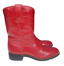 Vintage Justin Red Leather Cowboy Boots Women s Size 6 D Western Shoes