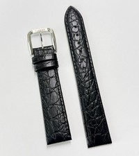Original Tissot 18mm Black Leather Watch Band Strap with Silver Buckle