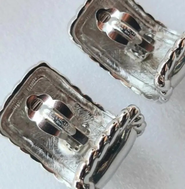 Vintage Givenchy Silver Tone Clip-On Earrings 1980s Designer 37.4g thumbnail 10