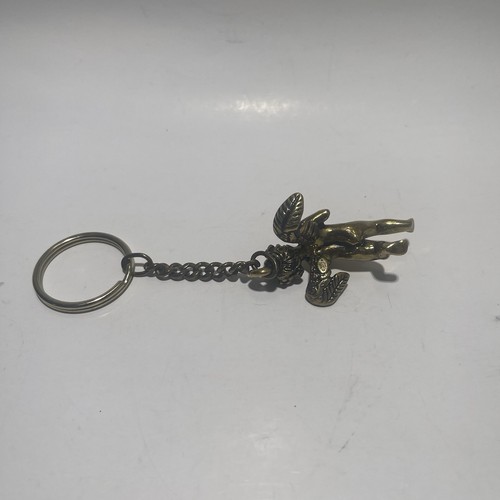 Kirk's Folly Cupid Angel Cherub Brass Keychain 5" Vintage - Picture 4 of 9