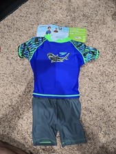 New Speedo Kids UV 50 Floatation Suit W/ Shorts Boy's S/M Age 1-2 Up To 33 Lbs