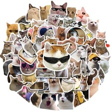 100 Pcs Funny Cat Stickers Cute Meme Sticker for Adults Black