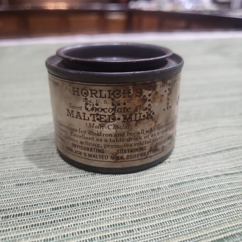 Vintage Sample Package Horlick's Sweet Chocolate Flavor Malted Milk Tin Can