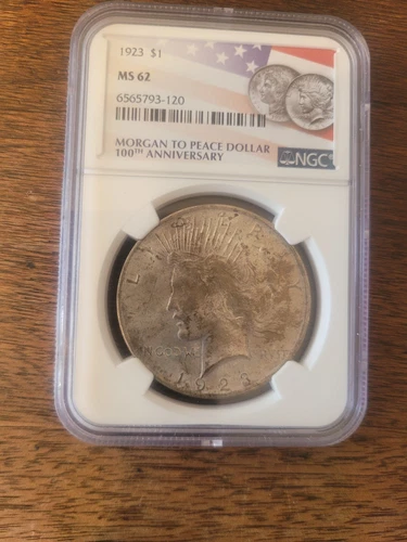 1923-P  $1 PEACE SILVER DOLLAR   NGC MS62