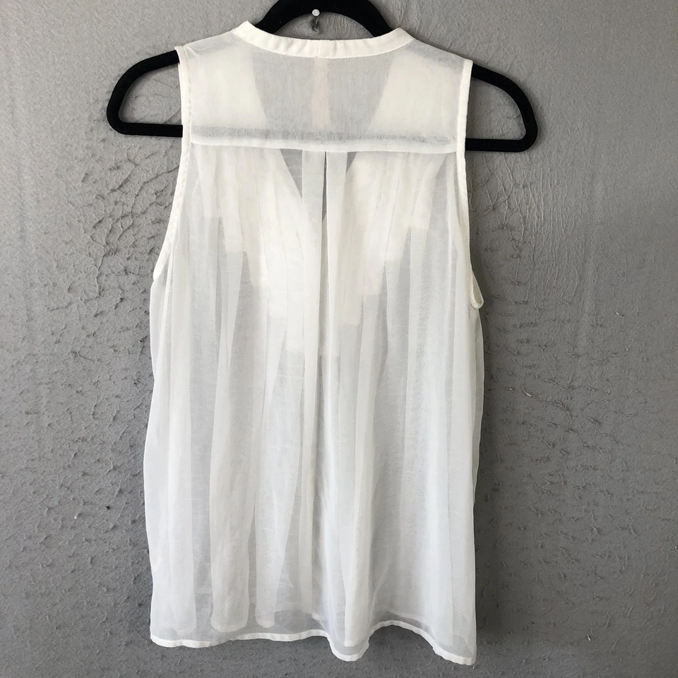 Mystree Blouse Womens Medium Sleeveless Sheer Button Front Boho Sheer Beach - Image 2 of 4