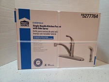 Everfield Stainless Steel Single Handle Mid-arc Kitchen Faucet w/ Side Spray