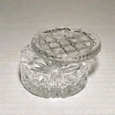 Vintage Clear Round Crystal Trinket Dish w/Lid NEW (READ)