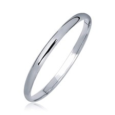 14k White Gold Dome Childrens Bangle with a Polished Finish 5.50 mm 