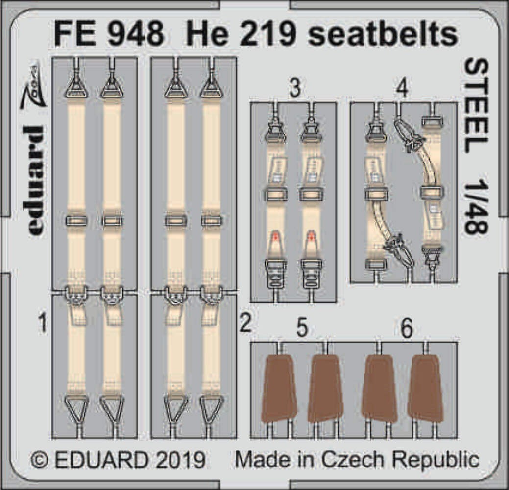 Eduard FE948 1:48 Heinkel He-219A-7 seatbelts STEEL