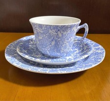 Burleigh Burgess Chintz Blue Cup Saucer Plate Trio Set #1