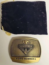 HANDYMAN CLUB OF AMERICA LIFE MEMBER BRASS BELT BUCKLE TOOLS WOODWORK VTG 1996