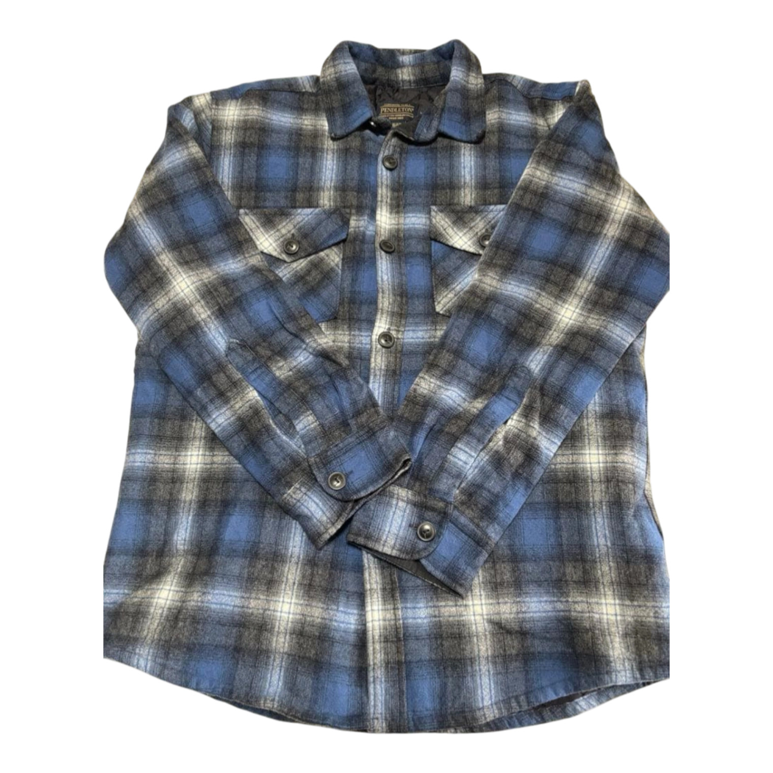 Pendleton Wool CPO Jacket Blue/Black Quilted Line… - image 1