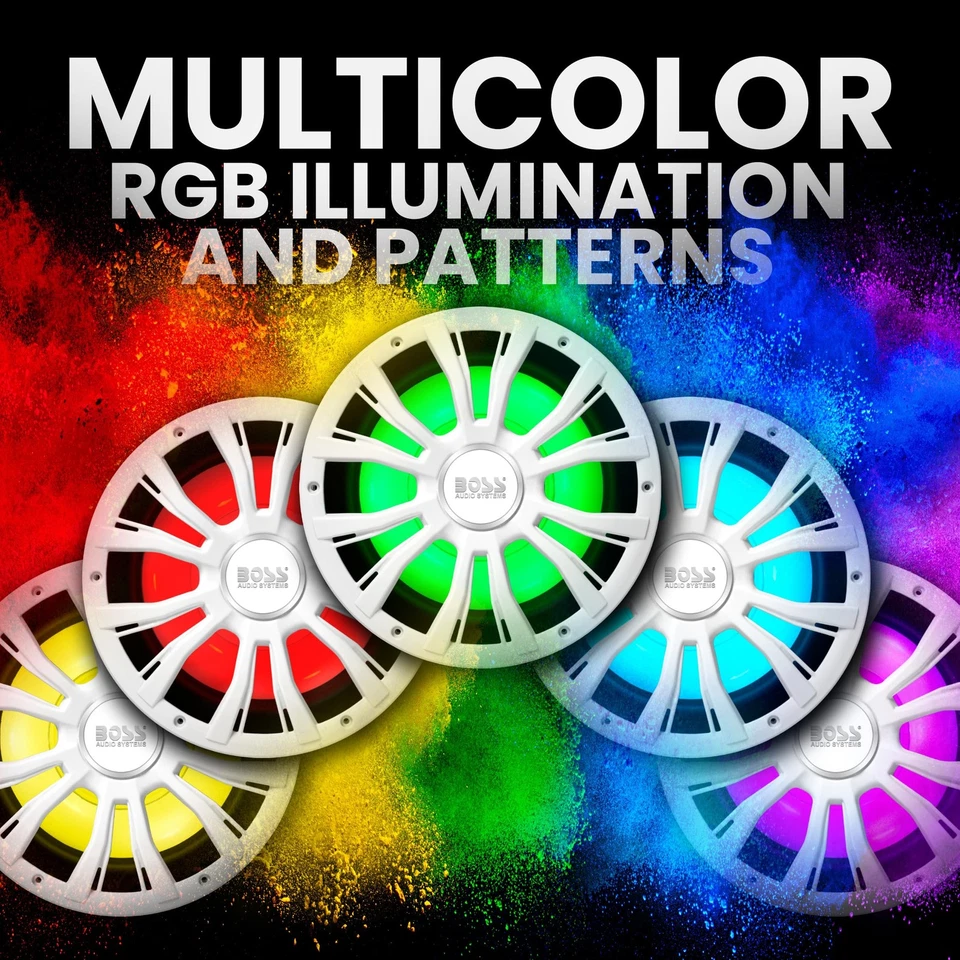 BOSS Audio MRGB10W 10 Inch Boat Subwoofer 800 Watts Weatherproof RGB Lighting - Image 2 of 4