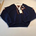 NWT Women's XL Wear by Erin Andrews NFL Denver Broncos Lace Up Sweater Pullover