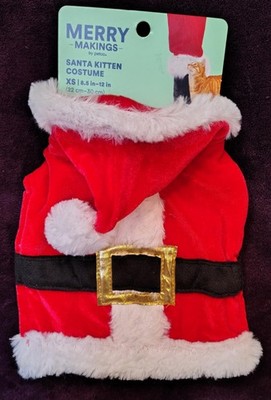 NWT Petco Merry Makings Kitten Cat  Santa Costume size S/M 12.5'' to 15''