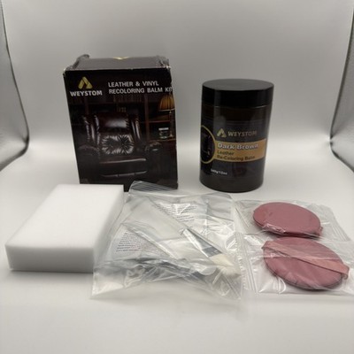 Weystom 12OZ Leather Recoloring Balm Dark Brown with Application Tools NEW