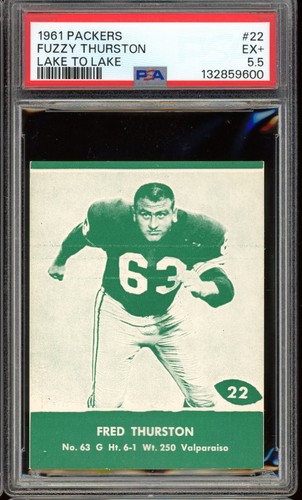 Fuzzy Thurston #22 1961 Lake to Lake Packers card