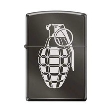 Zippo Grenade Windproof Pocket Lighter, Black Ice Finish, Made in USA, Gift Box