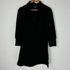 Pomander Place Tuckernuck Mini Dress XS Black Charlotte Terry High Neck Ruffle