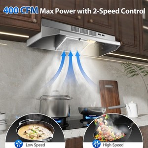 30 Inch sous la portée du Cabinet Hotte 400 CFM En inox convertible sans conduits