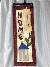 Handmade Art Quilt/Wall Hanging HOME Applique 29.5  X 11  -Preowned