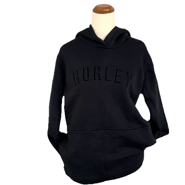 Hurley Women's Size Small Pullover Hoodie Jumper Cotton Blend Pocket Logo, Black