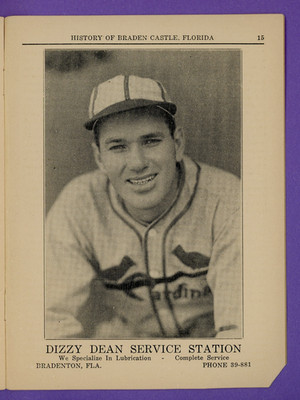 1938 Dizzy Dean Service Station Advertisement Bradenton Florida, Braden Castle