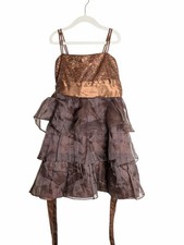 Cinderella Couture USA Girl's Sequin Tiered Dress Brown Size Large Formal Event
