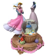 Disney Cinderella Pink Dress Sewing Room Musical Snow Globe Collectible READ