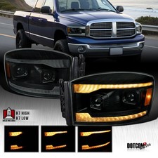 Fit 2006-2009 Ram 1500 2500 Smoke Projector Headlights Amber Led Drl Sequential Fit 2006-2009 Ram 1500 2500 Smoke Projector Headlights Amber Led Drl Sequential