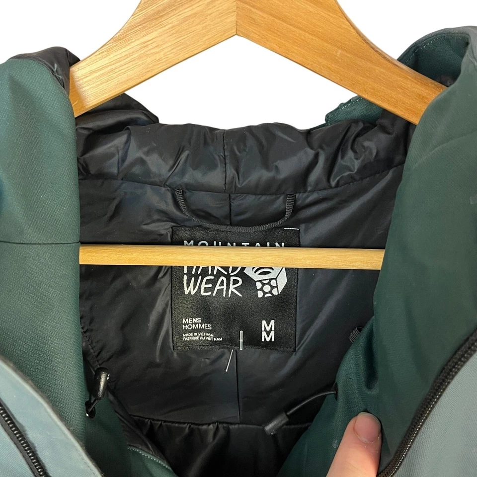 Jaqueta de chuva Mountain Hardwear masculina impermeável Firefall com capuz verde tamanho M - Imagem 3 de 4