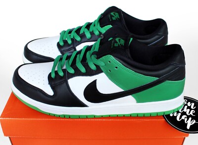 Nike SB Dunk Low Pro Classic Lucky Green Black White UK 12 US 13 BQ6817-302 Neu