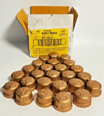 NEW LOT OF 25UNITS MERIT BRASS-C116-08 PLATTED BRASS PIPE FITTING CAP, 1/2'' NPT 