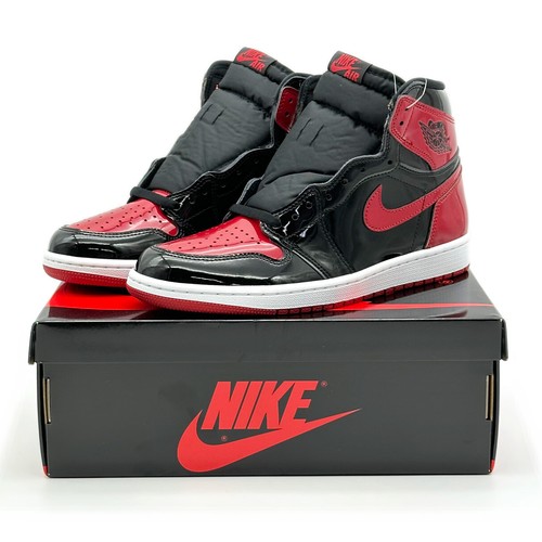 555088063 Nike Air Jordan 1 Retro High OG Patent Bred Varsity Red