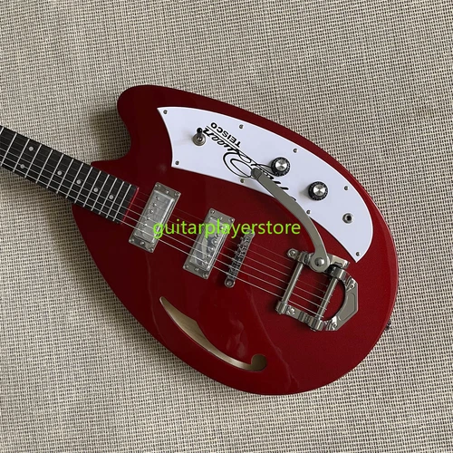 Metal Red Electric Guitar 1990's May Queen Semi-Hollow Body Jazz Bridge In Stock