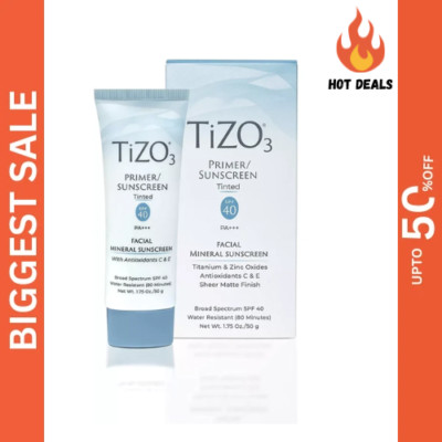 Tizo 2 Tinted Mineral Sunscreen SPF 40 PA+++ Primer Facial Sunblock 1.75oz