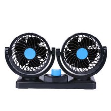 Dual Head Car Fan Portable Vehicle Truck 360° Rotatable Auto Cooling Cooler 12V