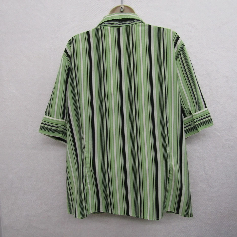 Blusa Top Joanna Mujer Manga Corta Glamour Fluido Carrera Verde Negra Talla Grande 2X Foto 4 de 4