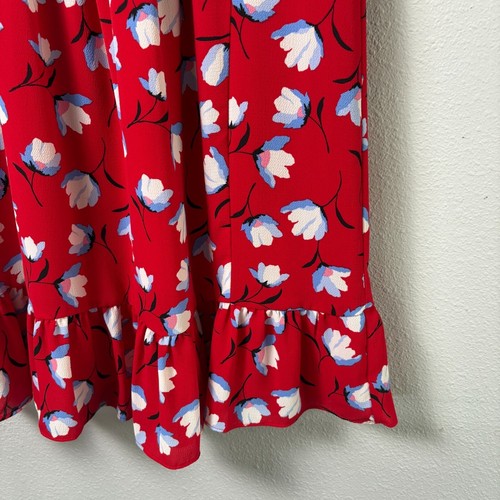 Abito midi Talbots donna taglia 4 rosso floreale svolazzante manica orlo balza chiesa - Foto 3 di 11