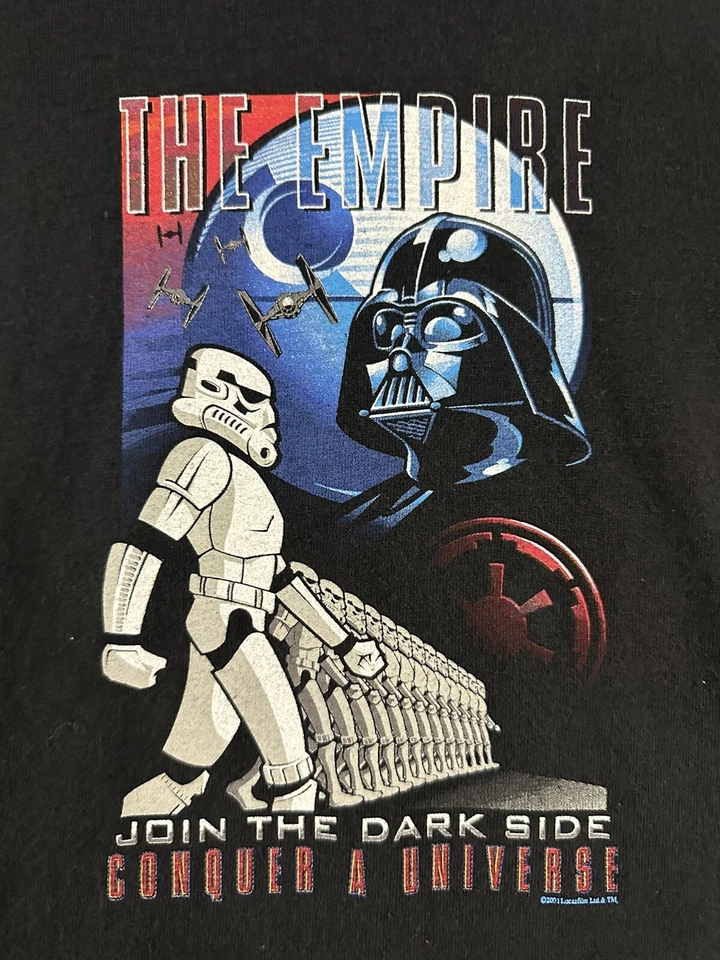 Vtg Disney World Star Wars Dark Side Shirt Youth Large Long Sleeve Vader 2001 - Image 3 of 4