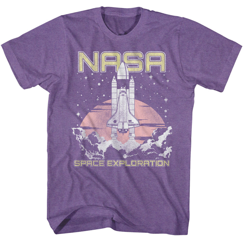 NASA Men's T Shirt USA Space Exploration Rocket Purple Heather SM